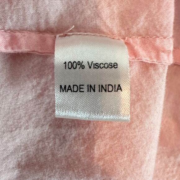 Banjanan Peach Paisley Boho Maxi Dress Sheer Tiered Lined Viscose S Cottagecore - Picture 12 of 14